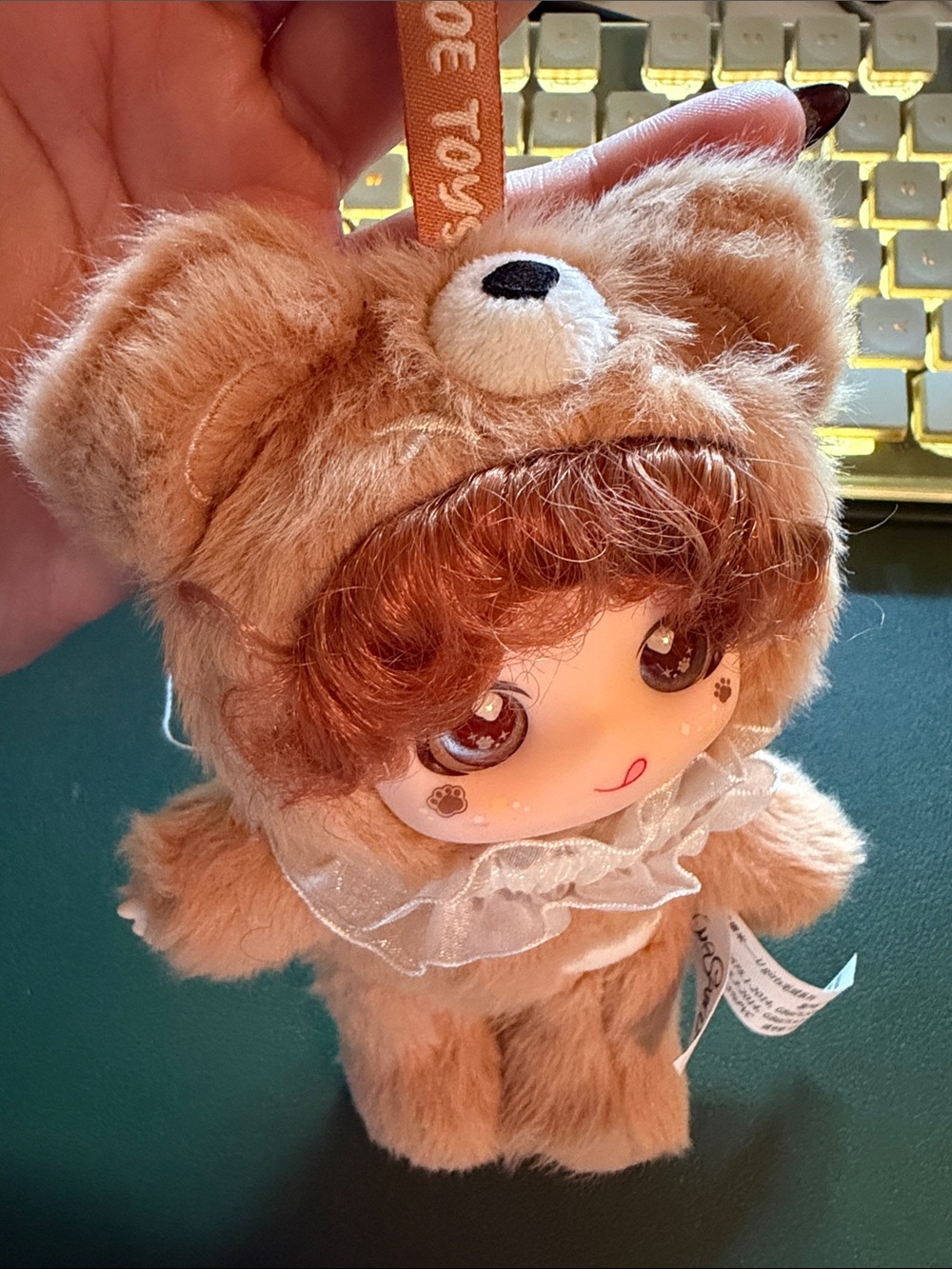 ⁠AOE TOYS Kawaii Bear Plush Keychain Bag Charm Anime Cotton Doll Mini